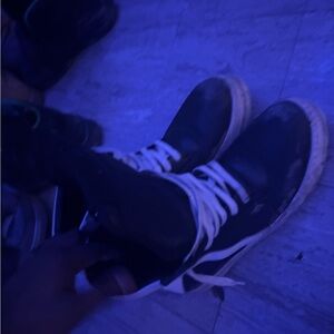 Black High-Top Sneakers with White Laces